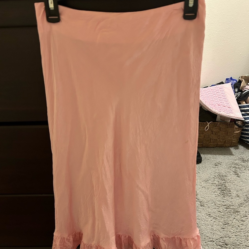 & Other Stories Pink Ruffled Midi Slip Skirt